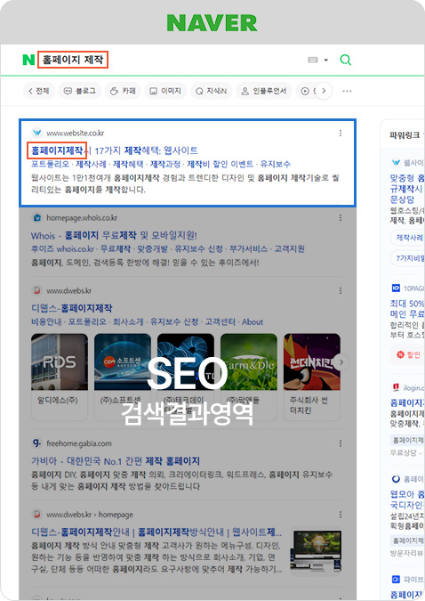 네이버 SEO 검색결과 영역
