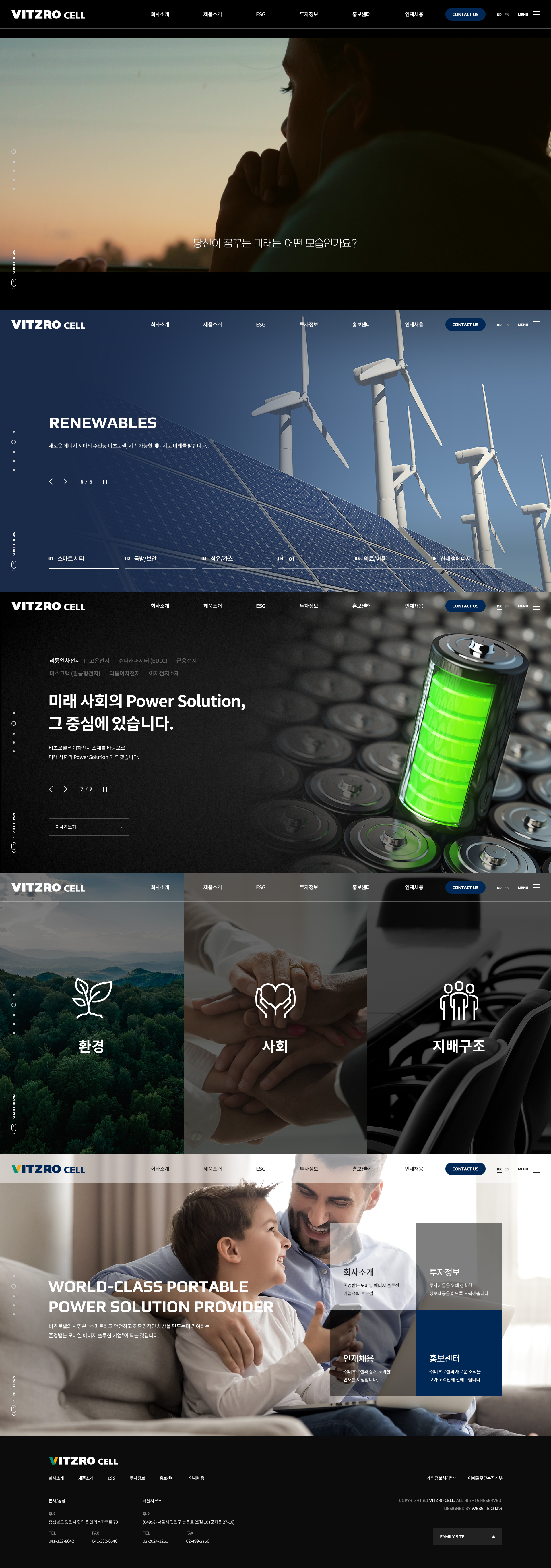 (주)비츠로셀 홈페이지 PC 화면