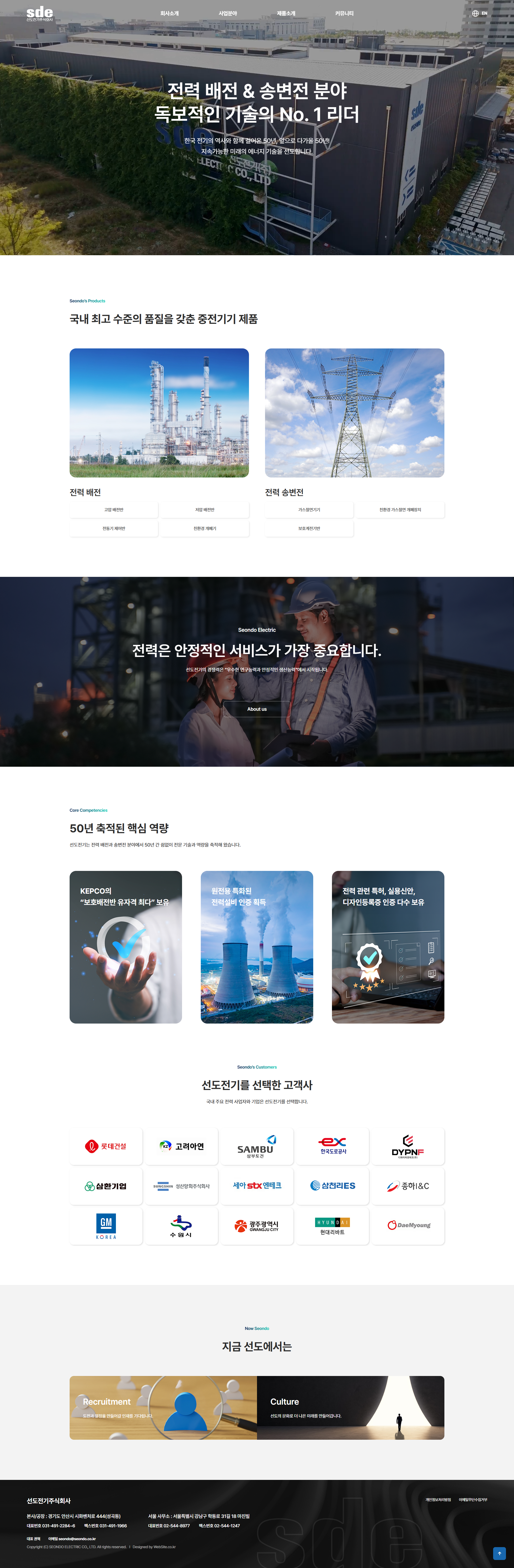 선도전기(주) 홈페이지 PC 화면